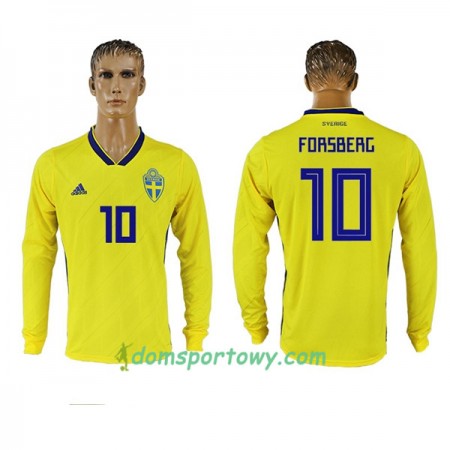 Koszulka Szwecja Forsberg 10 Domowe Koszulki Piłkarskie Mistrzostwa Świata 2018 Długi Rękaw